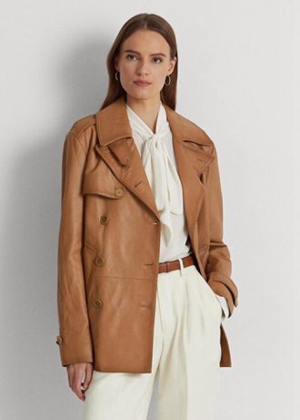 Brown Women’s Ralph Lauren Double-breasted Nappa Leather  Coats