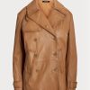 Brown Women’s Ralph Lauren Double-breasted Nappa Leather  Coats