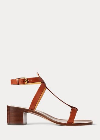 Brown Women’s Ralph Lauren Dyllon Burnished Calfskin Sandals