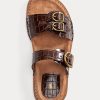 Brown Women’s Ralph Lauren Ezra Crocodile-Embossed Leather Sandals