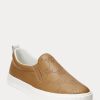 Brown Women’s Ralph Lauren Haddley Logo Leather Slip-On Sneakers Brown Women’s Ralph Lauren Haddley Logo Leather Slip-On Sneakers