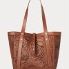 Brown Women’s Ralph Lauren Hand-Tooled Leather Tote Bags