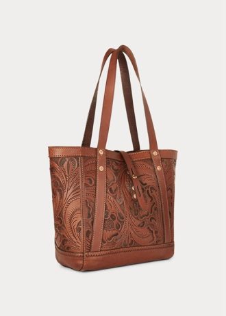 Brown Women’s Ralph Lauren Hand-Tooled Leather Tote Bags