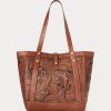 Brown Women’s Ralph Lauren Hand-Tooled Leather Tote Bags