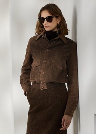 Brown Women’s Ralph Lauren Hugh Lamb-Suede & Herringbone Jackets