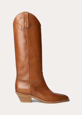 Brown Women’s Ralph Lauren Jaelynne Burnished Calfskin Tall Boots