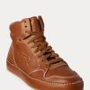 Brown Women’s Ralph Lauren Jaemyn Calfskin High-Top Sneakers