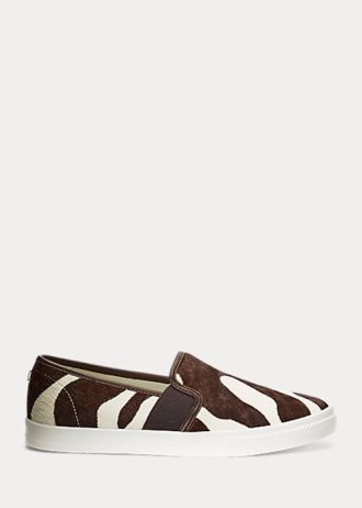 Brown Women’s Ralph Lauren Jinny Haircalf Slip-On Sneakers