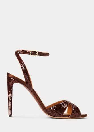 Brown Women’s Ralph Lauren Kandice Sequined Sandals