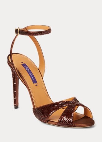 Brown Women’s Ralph Lauren Kandice Sequined Sandals
