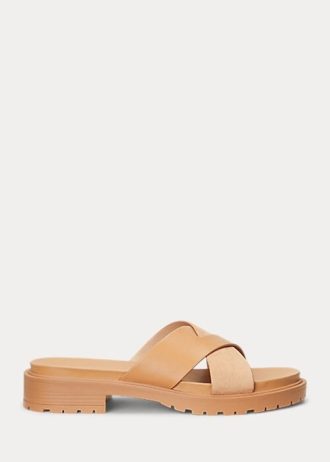 Light Yellow Women’s Ralph Lauren Kelsie Nappa Leather & Suede Slippers