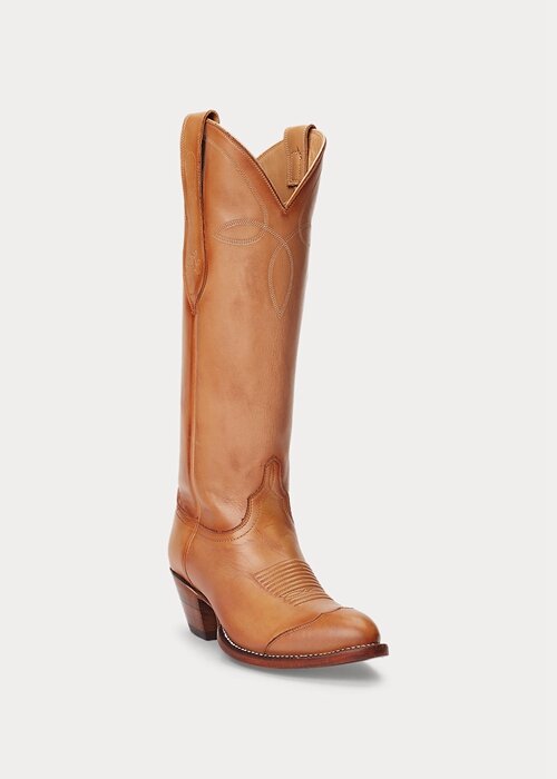Brown Women’s Ralph Lauren Kiera Leather Cowboy Boots Brown Women’s Ralph Lauren Kiera Leather Cowboy Boots