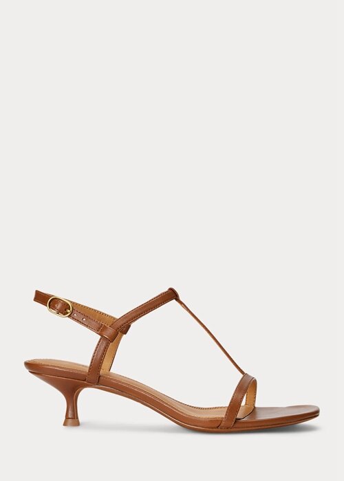 Brown Women’s Ralph Lauren Lambskin Kitten-Heel Sandals Brown Women’s Ralph Lauren Lambskin Kitten-Heel Sandals