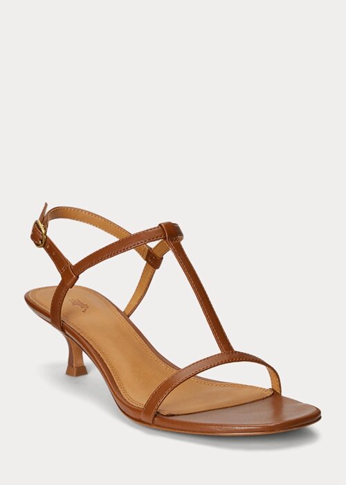 Brown Women’s Ralph Lauren Lambskin Kitten-Heel Sandals Brown Women’s Ralph Lauren Lambskin Kitten-Heel Sandals