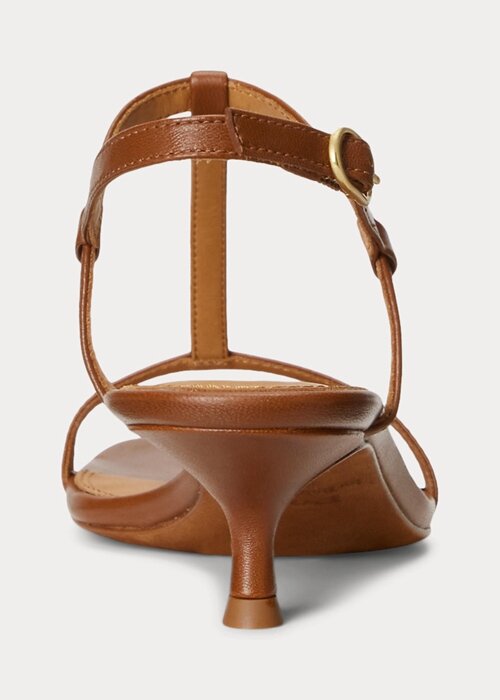 Brown Women’s Ralph Lauren Lambskin Kitten-Heel Sandals Brown Women’s Ralph Lauren Lambskin Kitten-Heel Sandals