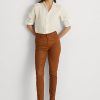 Brown Women’s Ralph Lauren Leather High-Rise Skinny Ankle Pants