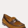 Brown Women’s Ralph Lauren Leather-Trim Suede Penny Loafers Brown Women’s Ralph Lauren Leather-Trim Suede Penny Loafers