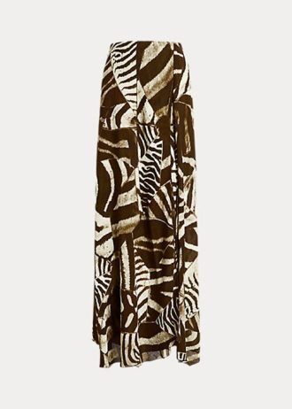 Brown Women’s Ralph Lauren Liliosa Zebra-Print Linen Voile Skirts