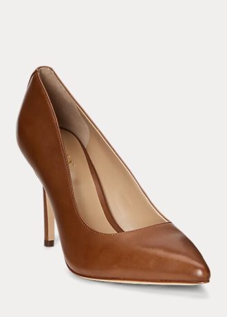 Brown Women’s Ralph Lauren Lindella II Burnished Leather Heels