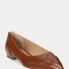 Brown Women’s Ralph Lauren Loraine Burnished Leather Ballet Flat Shoes
