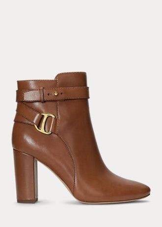 Brown Women’s Ralph Lauren Madelyn Burnished Leatherie Boots