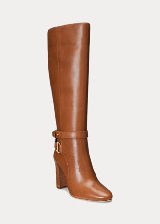 Brown Women’s Ralph Lauren Makenna Burnished Leather Riding Boots