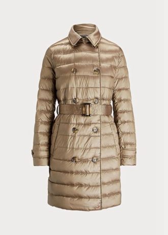 Brown Women’s Ralph Lauren Metallic Quilted Down  Coats