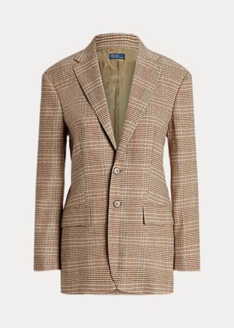 Brown Women’s Ralph Lauren Plaid Wool-Linen Tweed Jackets