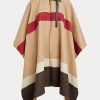 Brown Women’s Ralph Lauren Polo ID Striped Double-Faced Poncho Jackets