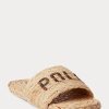 Brown Women’s Ralph Lauren Raffia Logo Slippers