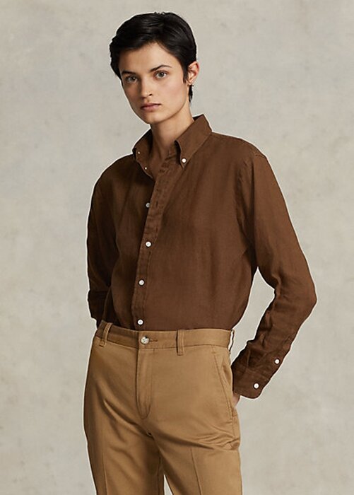 Brown Women’s Ralph Lauren Relaxed Fit Linen Shirts Brown Women’s Ralph Lauren Relaxed Fit Linen Shirts