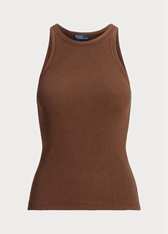Brown Women’s Ralph Lauren Rib-knit Cotton Tanks