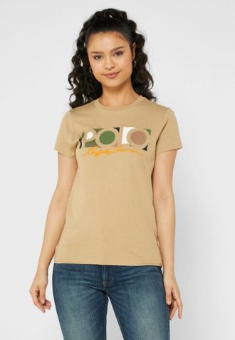 Brown Women’s Ralph Lauren Round Neck Graphic T Shirts