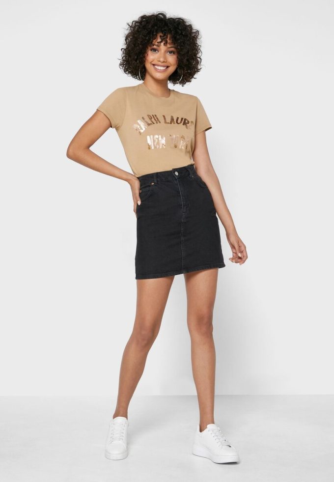 Brown Women’s Ralph Lauren Round Neck Logo T Shirts