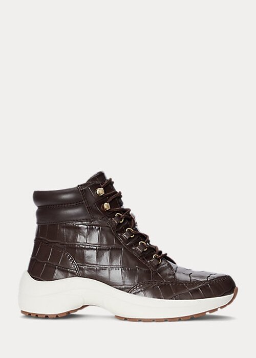 Brown Women’s Ralph Lauren Rylee Embossed Leather High-Top Sneakers Brown Women’s Ralph Lauren Rylee Embossed Leather High-Top Sneakers