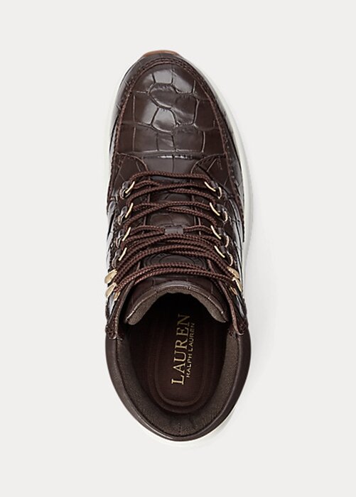 Brown Women’s Ralph Lauren Rylee Embossed Leather High-Top Sneakers Brown Women’s Ralph Lauren Rylee Embossed Leather High-Top Sneakers