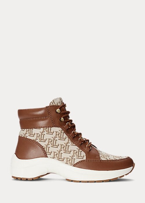 Brown Women’s Ralph Lauren Rylee Monogram Jacquard High-Top Sneakers Brown Women’s Ralph Lauren Rylee Monogram Jacquard High-Top Sneakers