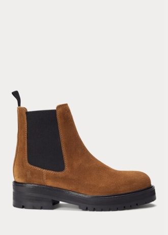 Brown Women’s Ralph Lauren Suede Lug Chelsea Boots