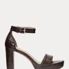 Brown Women’s Ralph Lauren Sylvia Embossed Leather Heels