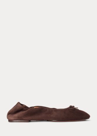 Brown Women’s Ralph Lauren The Suede Pony Ballet Flat Shoes