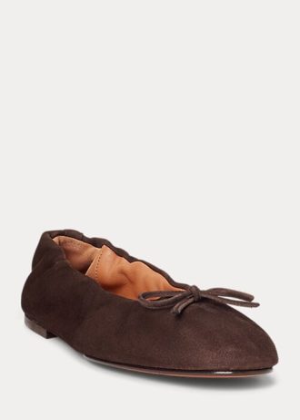 Brown Women’s Ralph Lauren The Suede Pony Ballet Flat Shoes