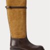Brown Women’s Ralph Lauren Two-Tone Suede & Leather Ridings Boots
