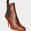 Brown Women’s Ralph Lauren Vachetta Calfskin Kitten-Heel Boots