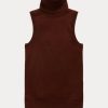 Brown Women’s Ralph Lauren Wool Sleeveless Turtleneck Sweaters