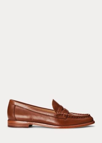 Brown Women’s Ralph Lauren Wynnie Burnished Leather Loafers