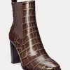 Brown Women’s Ralph Lauren ylah Embossed Leatherie Boots