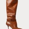 Brown Women’s Ralph Lauren Zoe Tall Calfskin Leather Boots Brown Women’s Ralph Lauren Zoe Tall Calfskin Leather Boots