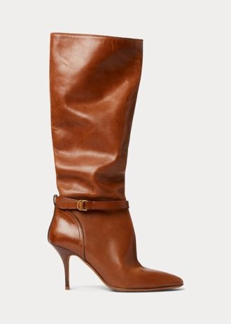 Brown Women’s Ralph Lauren Zoe Tall Calfskin Leather Boots