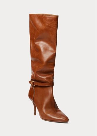 Brown Women’s Ralph Lauren Zoe Tall Calfskin Leather Boots