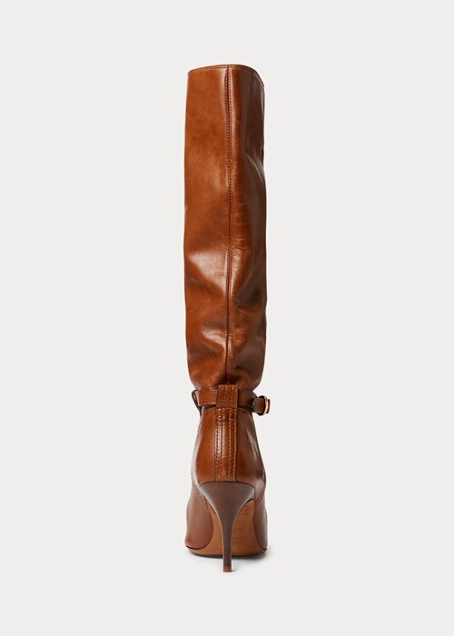 Brown Women’s Ralph Lauren Zoe Tall Calfskin Leather Boots Brown Women’s Ralph Lauren Zoe Tall Calfskin Leather Boots